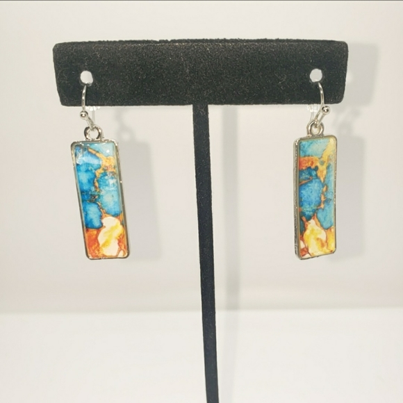 SEE OTHER LISTING Marble Abstract Pattern Earrings Stained Glass Look - Picture 5 of 10